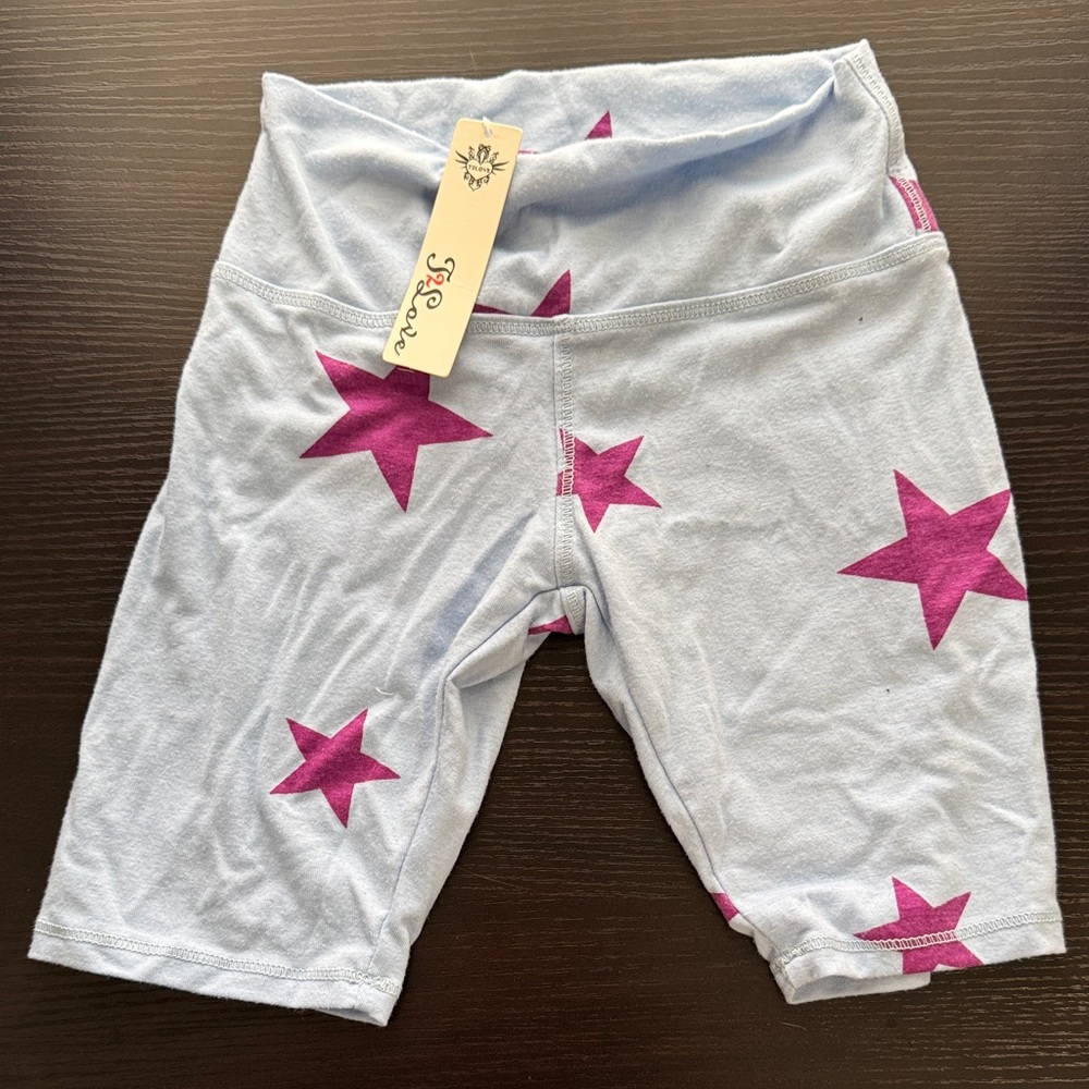 T2love Light Blue Shorts with Pink Stars